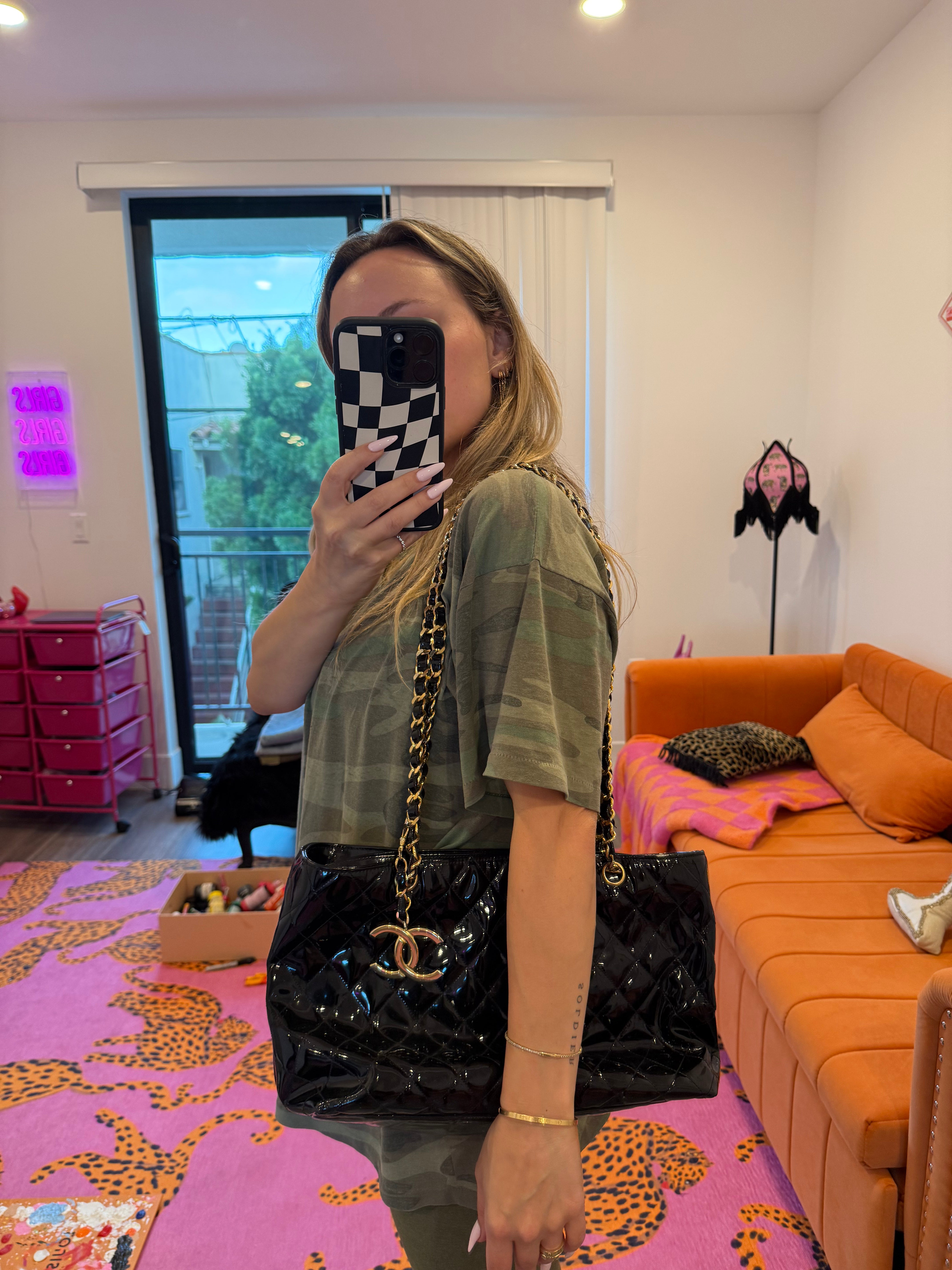 CC Vintage Patent Quilted CC Tote